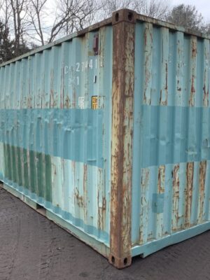 20ft x 8ft x 8.5ft Tall– **AS IS**Door Seals Show Light** Used Shipping / Storage Container – Green
