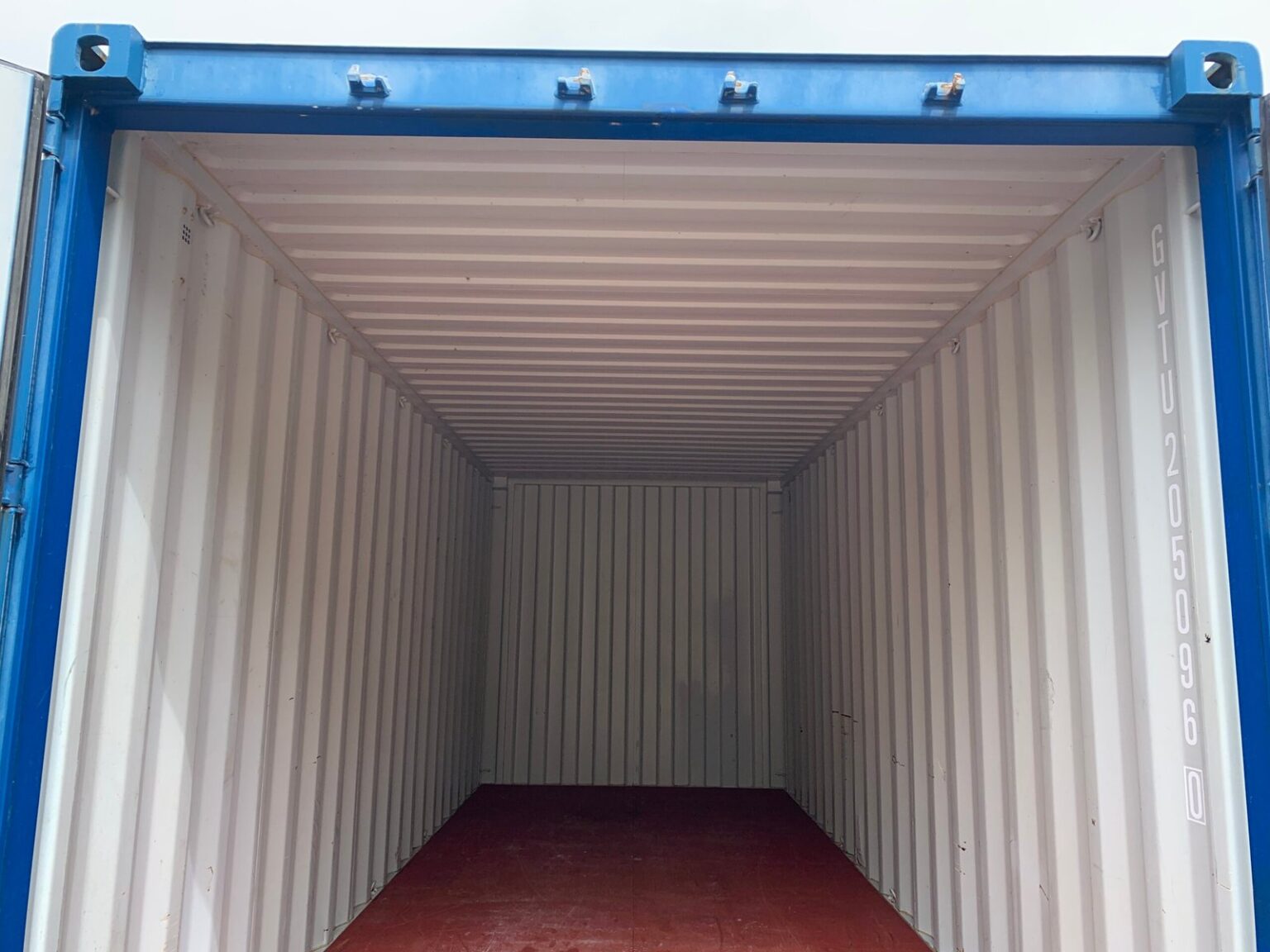Used 20ft x 8ft x 8.5ft Tall– Wind and Watertight Shipping / Storage Container – Blue - Image 4