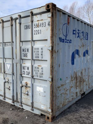 20ft x 8ft x 8.5ft Tall– **AS IS**Door Seals Show Light** Used Shipping / Storage Container – GRAY