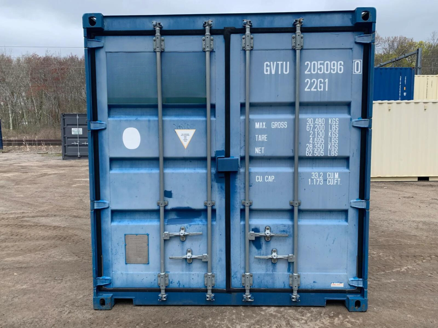 Used 20ft x 8ft x 8.5ft Tall– Wind and Watertight Shipping / Storage Container – Blue - Image 2