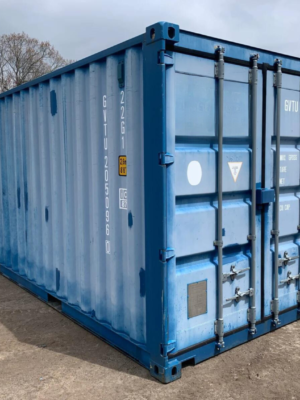 Used 20ft x 8ft x 8.5ft Tall– Wind and Watertight Shipping / Storage Container – Blue